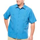 Havanera Short Sleeve Panel Button-front Shirt-big And Tall