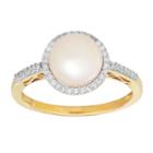 Womens 1/6 Ct. T.w. White Pearl 10k Gold Cocktail Ring