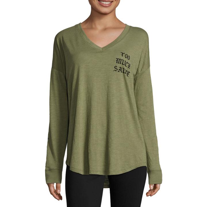 Flirtitude Long Sleeve Too Much Sauce/ California Graphic T-shirt- Juniors