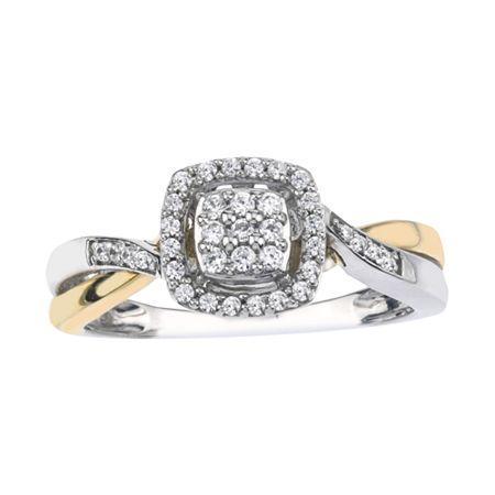 1/5 Ct. T.w. Diamond 10k Two-tone Gold Square Promise Ring