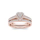 1/2 Ct. T.w. Diamond Cluster 10k Rose Gold Bridal Ring Set