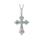 Genuine Blue Topaz And Diamond-accent Sterling Silver Cross Pendant Necklace