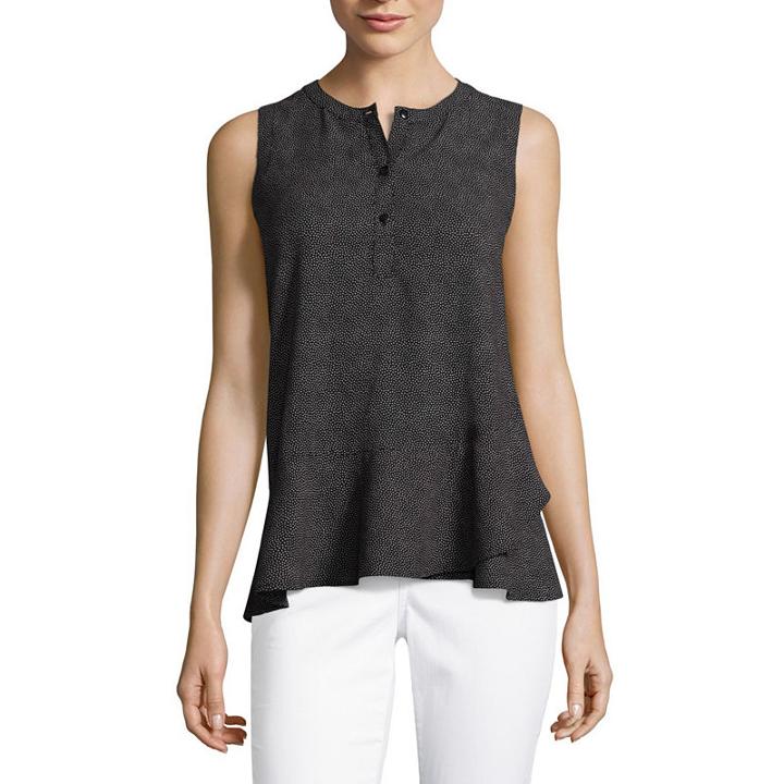 Liz Claiborne Sleeveless Ruffle Hem Blouse