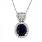 Womens Lab Created Blue Sapphire Pendant Necklace