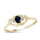 Womens Diamond Accent Sapphire Blue 14k Gold Over Silver Heart Delicate Ring