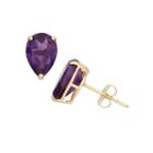 Pear Purple Amethyst 10k Gold Stud Earrings