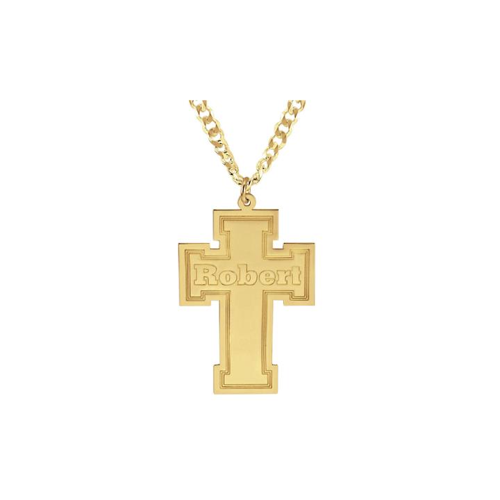 Personalized 14k Gold Over Sterling Silver Cross Pendant Necklace