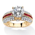 Diamonart Womens 5 1/2 Ct. T.w. Round White Cubic Zirconia 14k Gold Over Silver Engagement Ring