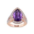 Genuine Amethyst, White Topaz And Diamond-accent Ring