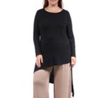 24/7 Comfort Apparel Extra Long Diagonal Tunic Top Plus