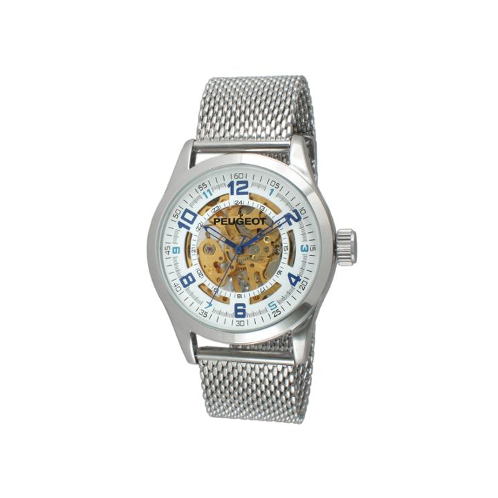 Peugeot Mens Stainless Steel Skeleton Watch 1050s