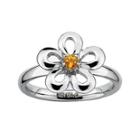 Personally Stackable Genuine Citrine Sterling Silver Flower Stackable Ring