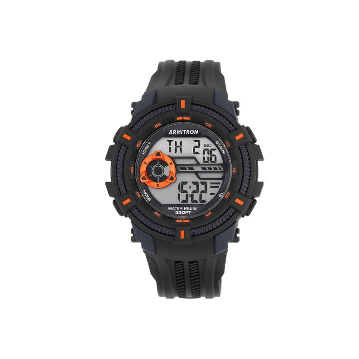 Armitron Mens Navy And Orange Strap Watch
