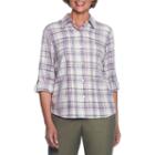 Alfred Dunner Palm Dessert Long Sleeve Embroidered Button-front Shirt