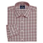 Stafford Executive Noniron Cotton Pinpoint Oxford Long Sleeve Plaid Dress Shirt