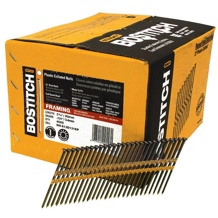 Bostitch Stanley Rh-s12d131ep 3-1/4 Smooth Shank 21 Plastic Collated Stick Framing Nail