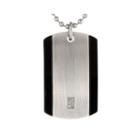 Mens Diamond Accent Stainless Steel Dog Tag Pendant Necklace
