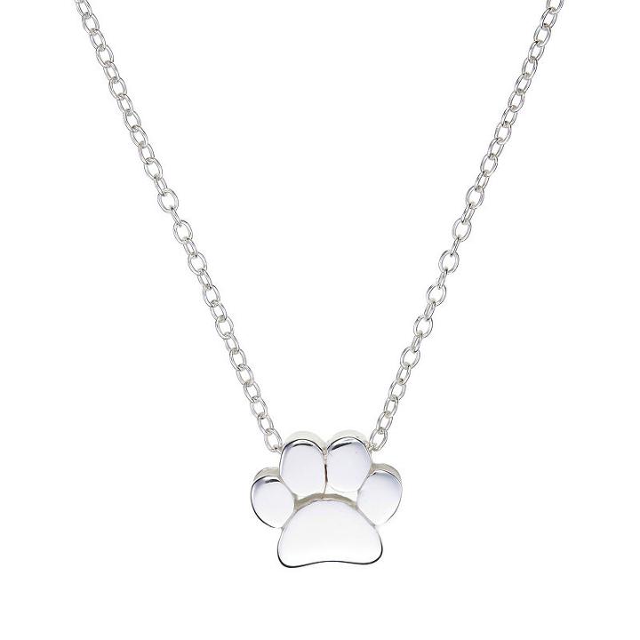 Footnotes Pawprint Womens Sterling Silver Pendant Necklace