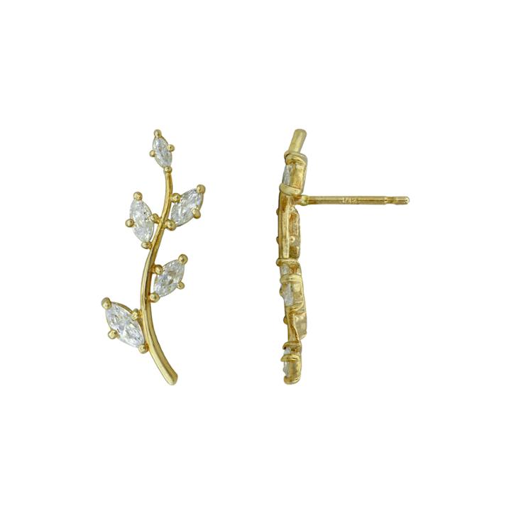 Petite Lux&trade; Cubic Zirconia Leaf Crawler Drop Earrings