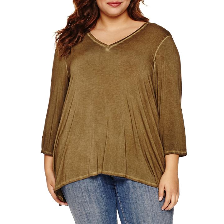 Boutique + 3/4 Sleeve V Neck T-shirt-plus