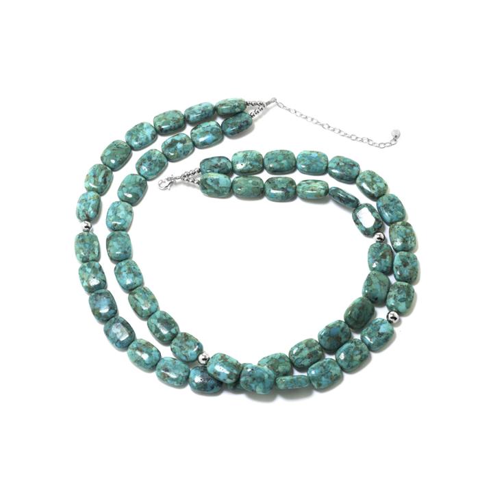 Enhanced Turquoise Double-row Rectangle Stone Necklace
