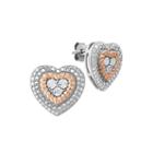 Diamond-accent 14k Rose Gold Over Sterling Silver Heart Stud Earrings