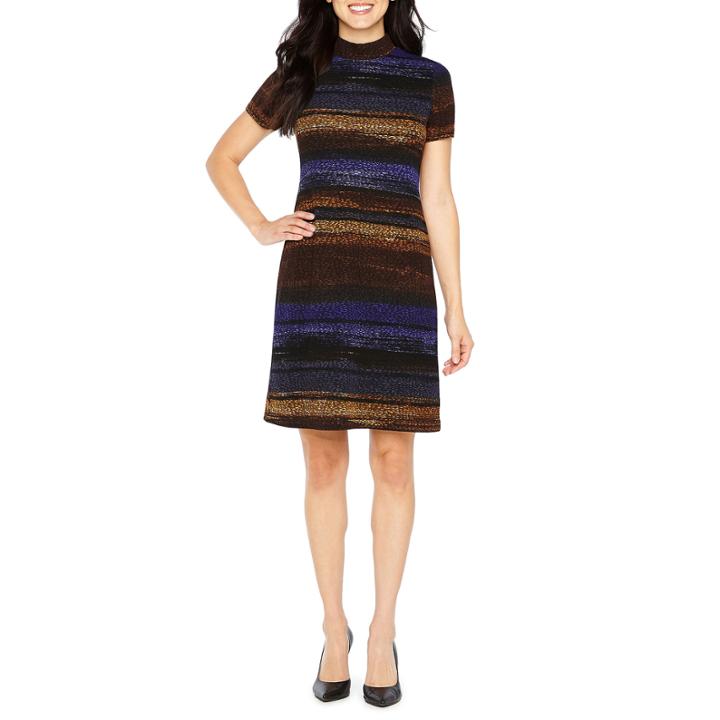 London Style Short Sleeve Ombre Shift Dress