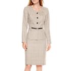 Isabella Buckle-front Pleat-neck Jacket And Skirt Set