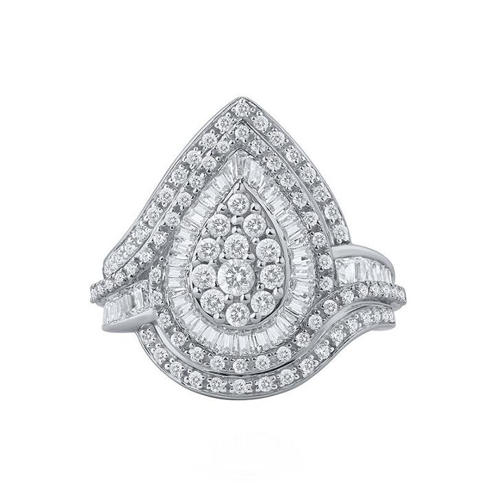 Womens 1 1/4 Ct. T.w. Genuine White Diamond 10k Gold Cocktail Ring