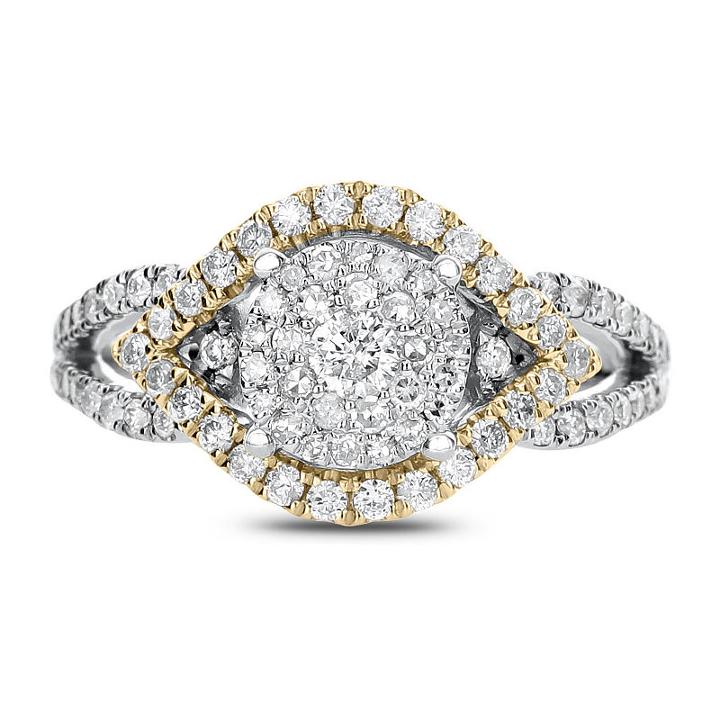 Womens 3/4 Ct. T.w. Diamond White 14k Two Tone Gold Cocktail Ring