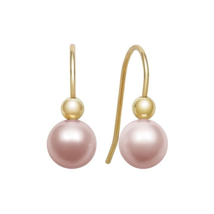 14k Yellow Gold Pink Freshwater Pearl Earrings