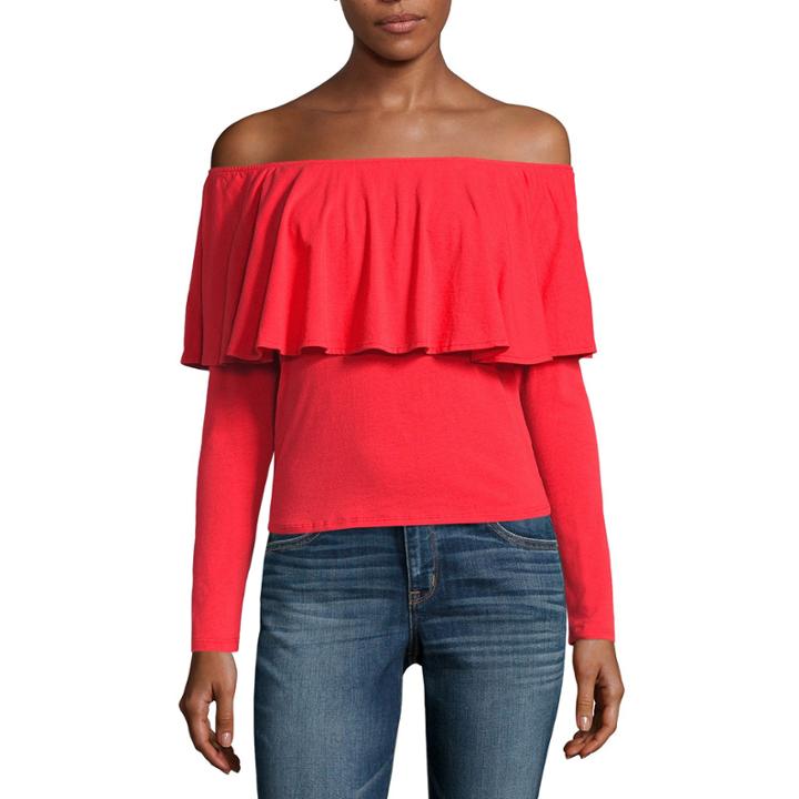 I Jeans By Buffalo Ruffle Off Shoulder Top