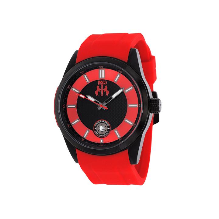Jivago Rush Mens Black Dial Red Strap Watch