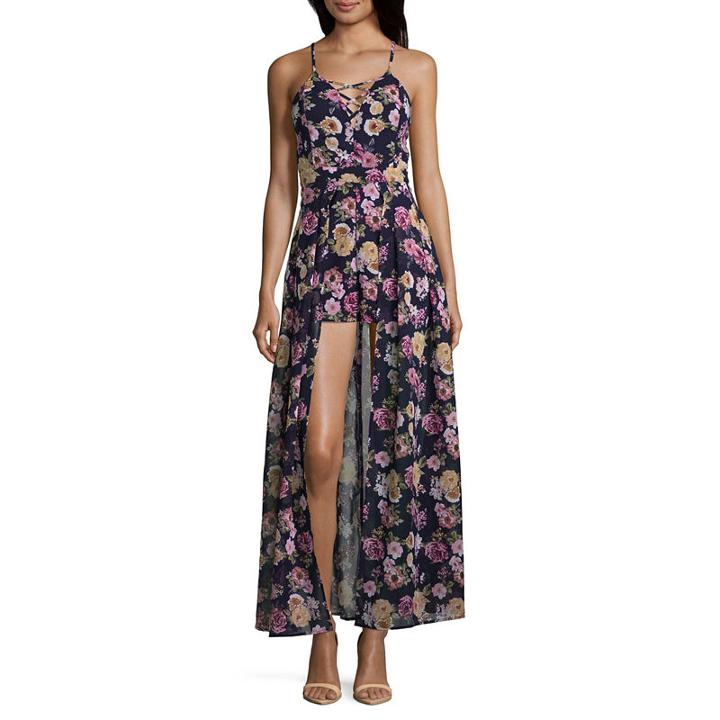 Derek Heart Sleeveless Floral Maxi Dress-juniors