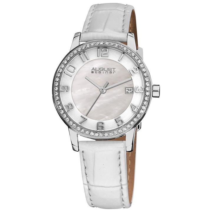 August Steiner Womens White Strap Watch-as-8056wt
