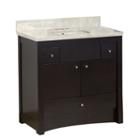 36-in. W Floor Mount Distressed Antique Walnut Vanity Set For 3h4-in. Drilling Beige Top Biscuit Umsink