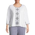 Alfred Dunner Play Date Flower Tee- Plus