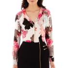 Worthington Long-sleeve V-neck Blouse With Necklace