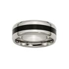 Mens 8mm Titanium & Black Enamel Wedding Band