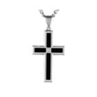 Mens Diamond Accent Two-tone Stainless Steel Cross Pendant Necklace