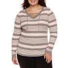Ohmg Long Sleeve V Neck Pullover Sweater-juniors Plus