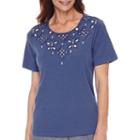 Alfred Dunner St. Augustine Short-sleeve Cutout Yoke Top