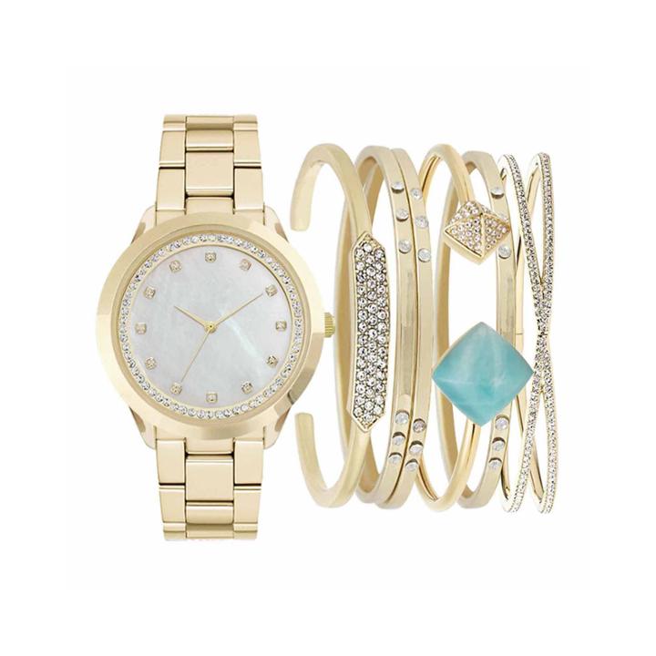 Mixit Womens Gold Tone 7-pc. Watch Boxed Set-jc2011g569-043