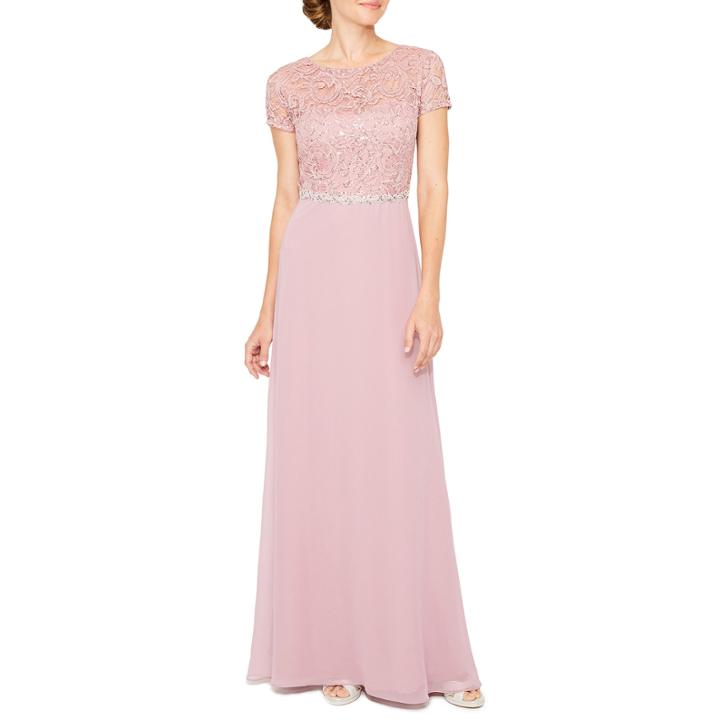 Jackie Jon Short Sleeve Evening Gown