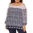 Alyx Long Sleeve Crochet Off The Shoulder Woven Blouse-plus