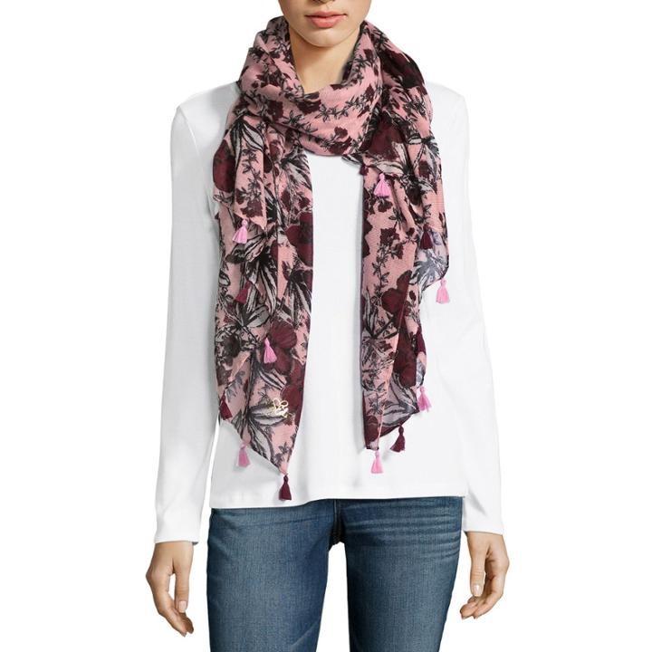 Libby Edelman Oblong Tassel Floral Scarf