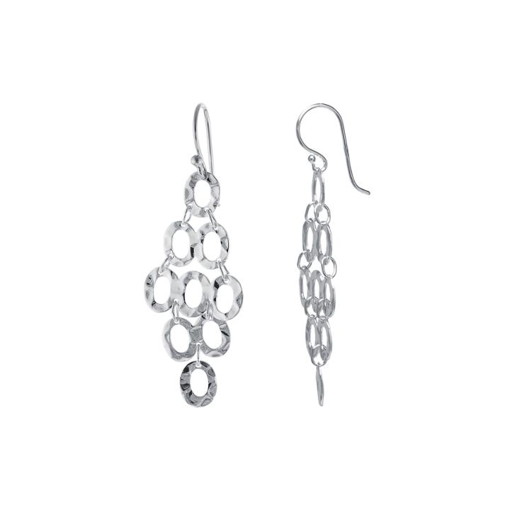 Silver Reflections&trade; Silver-plated Hammered Oval Cluster Drop Earrings