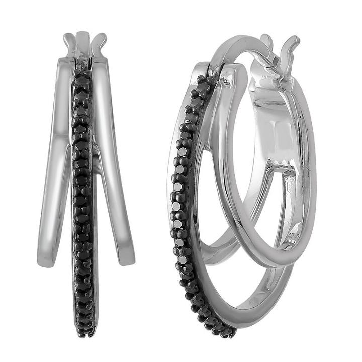 Limited Quanitities! Diamond Accent Black Diamond 20.1mm Hoop Earrings