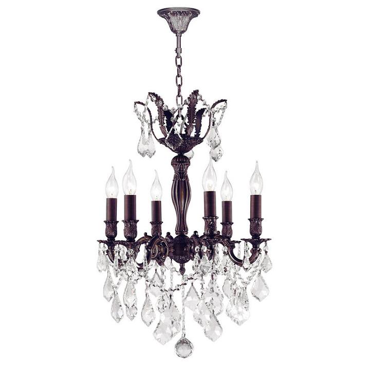 Versailles Collection 6 Light Flemish Brass Finishand Clear Crystal Chandelier