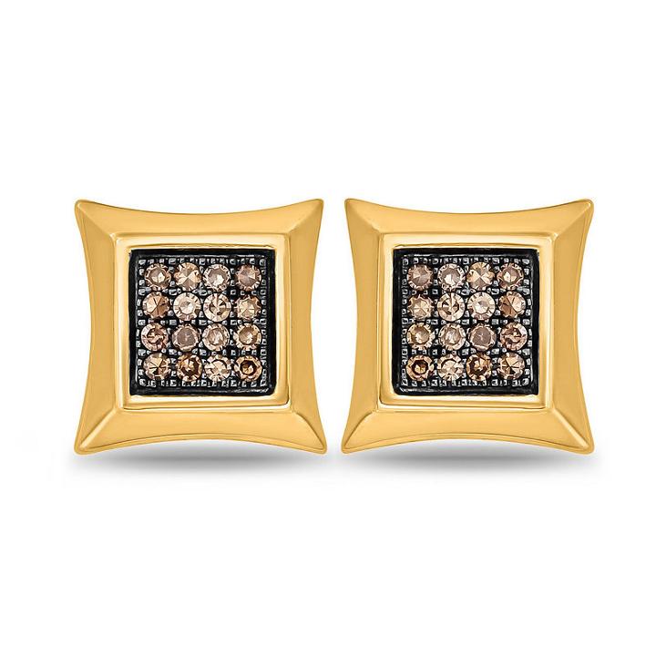 1/10 Ct. T.w. Multi Color Diamond 10k Gold 9.1mm Stud Earrings
